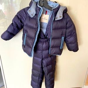 Boys Moncler blue snow suit.
